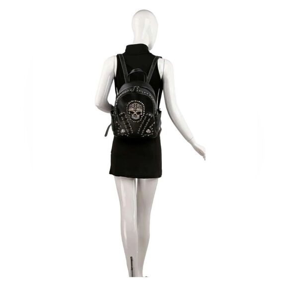 Edgy Backpack with Studded Skull Design main image 5